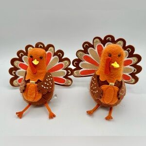 Spritz Felt Turkeys 5" x 6" Thanksgiving 2023 Set of 2 New